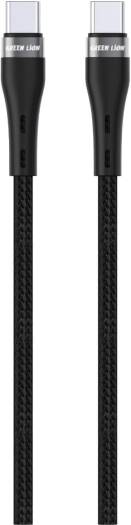 Green Lion USB-C To USB-C Braided Cable 1M 60W,Charge & Sync,Safe & Reliable Charging,480Mbps Transfer Speed,Wide Compatible,10000 Bends,Aluminum Shell - Black