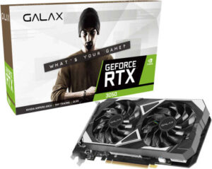 GALAX GeForce RTX 3050 6GB EX Graphics Card, 6GB GDDR6 96-Bit Memory, 2304 CUDA Cores, 14Gbps Memory Speed, 1470MHz Boost Clock, PCI-E 4.0, Black | 35NRLDMD9OEX / 35NRLDHP90DV