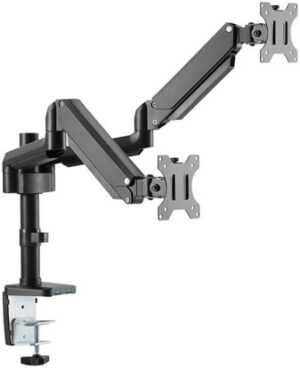 Skill Tech Dual Counterbalance Monitor Arm, 17"-32" Screen Size, Detachable VESA Plate, Adjustable Gas Spring Tension, Swivel Range, Black | SHT26-C024UP