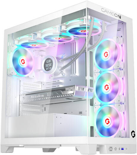 GAMEON Emperor Arctic IV Series Mid Tower Gaming Case, 7x Pre-Installed 120mm aRGB Fan, Up to 360mm Radiator & 10x Fan Support, 0.8mm Tempered Glass + SPCC Materials, White | GO-EMPERORIV-A - Image 2