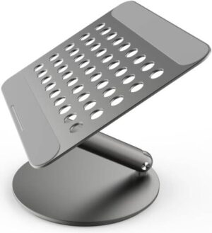 Powerology Multi Joint Aluminum Stand, for Laptop and Tablet, 360° Rotating Base, up to 16" Devices Compatible, Dark Gray | PLPRSTGY