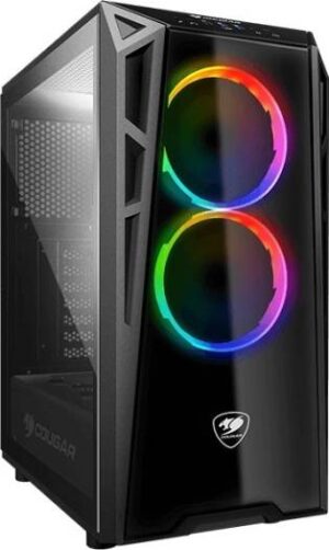 Cougar Turret RGB Gaming Case, Mid Tower, Mini ITX / Micro ATX / ATX, USB3.0 x 2 / USB2.0 x 1, Mic x 1, Audio x 1, RGB Control Button | CG-GC-TURRET-RGB