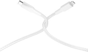 Powerology New Braided Type-C to Lightning Cable, 1.2M Length, PD 60W, 30000+ Bends, Fast Charging, 0 to 60% In 30 Minutes, White | P23BRCL12WH