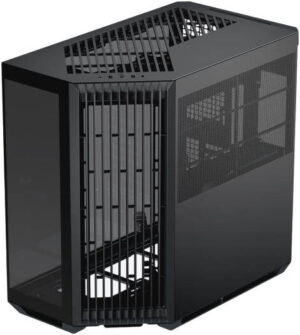 APNX V1 V1-BK-v1 ATX Mid Tower Glass Edition Computer Case, Up To 360mm Radiators, x10 Fan Slot, SGCC Body Material, ABS Front Panel, 0.8mm Steel Thickness, Black | APCM-VI01003.11