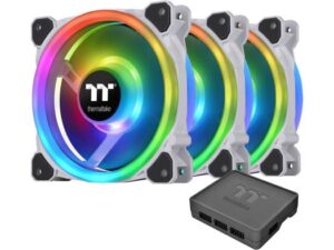 Thermaltake Riing Trio 12 TT Premium Edition Radiator PWM Fan, 30 Single LEDs, Patented RGB, 1200mm Fan Size, 500-1500 RPM Speed, 41.13 CFM Max Airflow, 3 Pack, White | CL-F126-PL12SW-A