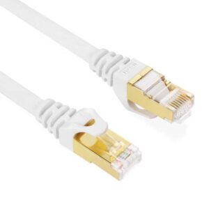 Zonixplay RJ45 CAT7 Networking Ethernet Flat Cable, Speeds Up To 10Gbps, Gold Plated Pins, 10 Meter, White | ZP053 10M