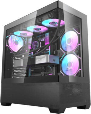 Darkflash DS900 Air ATX Computer Case, Up to 360mm Radiator 9x Fans Support, Tempered Glass Panel, Full Coverage Dust Proof, 270° Panorama Design, Black | DS900-Air-Black