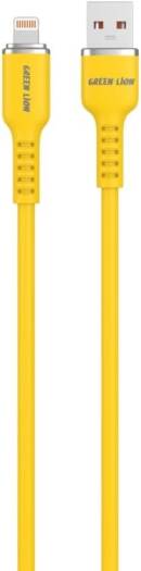 Green Lion USB-A To Lightning Head Silicone 1M Cable 12W, Charge & Sync, Safe & Reliable Charging, 480Mbps Transfer Speed, Wide Compatibility, 10000 Bends, Durable Aluminum Shell - Yellow