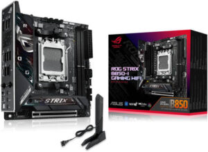 ASUS ROG Strix B850-I Gaming WiFi AM5 Mini-ITX Motherboard, AMD B850 Chipset, 2x DIMM DDR5 Slots, Up to 96GB Max Memory, 1x PCIe 5.0 x16, 2x M.2 Slots, WiFi & BT Connectivity | 90MB1K30-M0EAY0