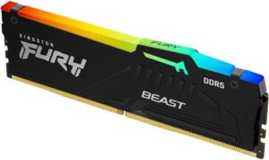 Kingston Fury Beast RGB 32GB DDR5 DIMM Desktop Memory Single Module , 5200MT/s Memory Speed, CL40 CAS Latency, 1.25V Voltage, Intwl XMP 3.0, 288 Pin, Non-ECC Unbuffered, Black | KF552C40BBA-32