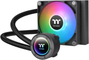 Thermaltake TH120 ARGB Sync V2 AIO Liquid CPU Cooler, 120mm*1PWM Fan, 500~2000 RPM Speed & 57.05 CFM Air Flow, Mirror Waterblock, 360° Rotational Cap, MB ARGB Sync Control, Black | CL-W360-PL12SW-A