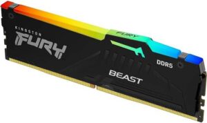 Kingston Fury Beast 32GB (1x 32 GB Kit) DDR5 Desktop Memory, 6000MT/s Speed, CL36 DIMM C-Latency, Intel XMP 3.0 and AMD EXPO, Infrared Sync Technology, Overclocking Stability, Black | KF560C36BBEA-32