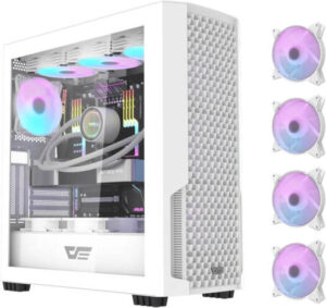 DarkFlash DF2100 ATX Computer Case, 4x Pre-Installed aRGB Fans, Up to 360mm Radiators & 11x 120mm Fans Support, SPCC + ABS + Tempered Glass Materials, 3x USB-A / 3.5mm Audio Jack Port, White | DF2100W
