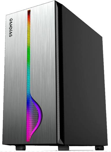 GAMDIAS Mars M1 ATX MID Tower Gaming PC Case, RGB Lit Mesh Carving Front, Tempered Glass Window, Support Up to 6 Fans & 280mm Radiator, USB 3 x1 / USB 2 x2 / HD Audio / LED Control, Black | GD-MARS-M1 - Image 2