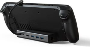 Steam Deck 6 In 1 Docking Station, For Valve Steam Deck, With 1000M Ethernet, 4K@60Hz HDMI 2.0, 3 USB Ports, Fast Charging, Stand Accessory, Gray | X003AEZKZJ