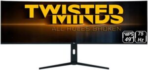 Twisted Minds 49" 5K/2K Curved IPS Gaming Monitor 75 Hz Refresh Rate 1MS Response Time Cinematic Gaming Spectacle Multilingual OSD Menu USB-A / C HDMI 2 0 / DP 1 4 Black TM492K75IPS