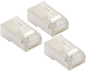 VCOM RJ45 8P8C Ethernet Plug, Cat6, STP, RJ45, 3 Microns of Gold Plating, 8 Pieces | NM026