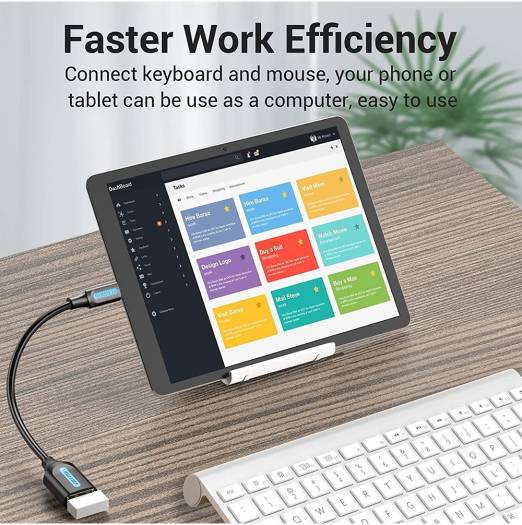 Vention USB 2.0 Micro-B Male to A Female OTG Cable, 480Mbps Transfer Rate, Stable Transmission, Easy Sharing, 0.15 Meter Black PVC Type | CCUBB - Image 6