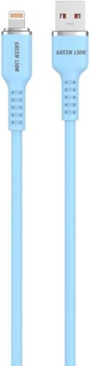 Green Lion USB-A To Lightning Head Silicone 1M Cable 12W,Charge & Sync,Safe & Reliable Charging,480Mbps Transfer Speed,Wide Compatibility,10000 Bends,Durable Aluminum Shell (Blue)