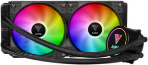 Gamdias Aura GL240 All-in-One Liquid Cooler, Copper Base Plate, Aluminum Radiator, 2000 RPM Fan Speed, 66.7 CFM Air Flow, Hydraulic Bearing, PWM Connector, Black | GD-AURA-GL240