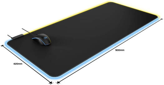 HyperX Pulsefire Mat RGB Gaming Mouse Pad, 2 RGB Lighting Zones, 3 Profiles Onboard Memory, Cloth Rubber Material, Anti-Slip Rubber Base, Seamless, Anti-Fray Stitching, XL, Black | 4S7T2AA - Image 4