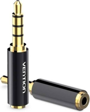 Vention 3.5mm Male to 2.5mm Female Audio Adapter, Gold Plate Interface, Aluminum Shell Electroplating Process, MIC Function Support, Black Metal Type | BFBB0