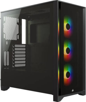 Corsair iCUE 4000X ATX Mid Tower Computer Case, Steel+Tempered Glass+Plastic Materials, Up to 360 Radiator, Type-C/USB3.0/Audio In/Out I/O Ports, Black I CC-9011204-WW