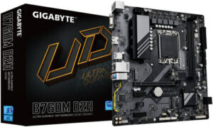 GIGABYTE B760M D2H LGA 1700 M-ATX Motherboard, Intel B760 Chipset, 2x DDR5 DIMM Slot, 128GB Max Memory, 2x M.2 Slots, 1x PCIe 4.0 x16 Slot, Realtek 2.5GbE LAN Chip | B760M-D2H