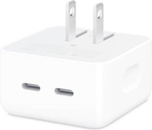 Apple 35W Dual USB Type-C Port Compact Power Adapter, 2 x USB Type-C Female Ports, For MacBook Air, White | MW2H3AM/A
