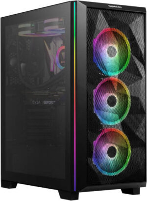 GAMDIAS ATHENA M2 ELITE ATX Mid Tower Case, Tempered Glass Window, Mesh Front Panel with RGB Light Strip, Support 6 Fans & 360mm Radiator, Magnetic Dust Filter, Black | GD-ATHENA-M2-ELITE