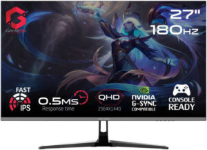 GAMEON GOPS27QHD180IPS Gaming Monitor, 27" QHD Fast IPS Display, 180Hz Refresh Rate, 0.5ms Response Time, 16.7m Display Color, Black | GOPS27QHD180IPS