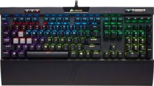 Corsair K70 RGB MK.2 Full-Sized Mechanical Gaming Keyboard, CHERRY MX Red Switches, USB-A Wired Connectivity, Full Key (NKRO) with 100% Anti-Ghosting Keys, Black | CH-9109010-NA