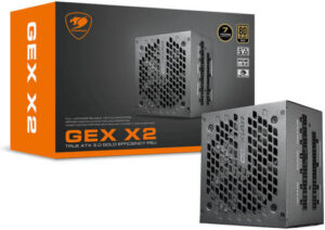 Cougar GEX X2 1000 Fully Modular Power Supply, 80 Plus Gold Efficiency, 1000W Output Power, Zero Fan Noise Mode, Fan Curve Tuning, Durable HDB Fan, 12VHPWR Connector, Black | 31GT100009P01
