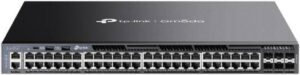 TP-Link Omada 48-Port Gigabit Stackable L3 Managed Switch with 6 10G Slots, 48x 10/100/1000 Mbps RJ45 Ports, 6x 10G SFP+ Slots, 2x USB 2.0 Ports, 216 Gbps Switching Capacity, Black | SG6654X
