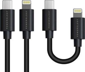 Powerology USB-C to Lightning Cable Combo (0.25m + 0.9m ) - Black |  PBCOLBK