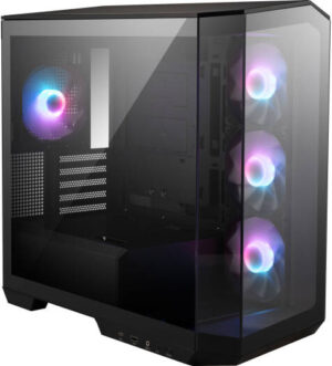 MSI MAG PANO M100R PZ Micro ATX Gaming Case, 270° Pano Temp Glass Panel, 4* aRGB Fans & Up to 360mm AIO, 1x 2.5"/3.5 Drive Bay, Support Back-Connect Motherboard, USB-/ USB-A, Black | 306-7G24R21-809