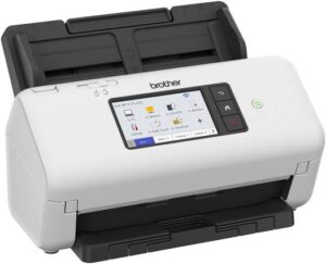 Brother ADS-4700W Professional Wireless Desktop Scanner, 40ppm Simplex/80ipm Duplex Scanning, 600x600dpi Resolution, 4.3" Touchscreen, 80-Page ADF, USB/Wi-Fi & Ethernet, White | 5WDE0800173