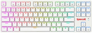 Redragon Anubis K539 80% TKL Low-Profile Mechanical Keyboard, Linear & Brown Switches, Tri-Mode Connectivity, BT / 2.4GHz / Wired, RGB Backlit, ENG Layout, 1900mAh Battery Capacity, White | K539W-RGB