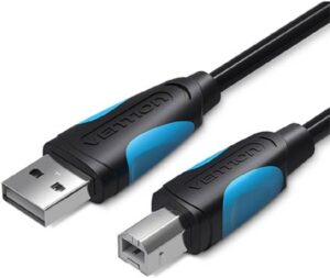 Vention USB2.0 A Male to B Male Print Cable, Aluminium Foil+Metal Braided, 480Mbps Transmission Speed, 5 Meter, Black | VAS-A16-B500