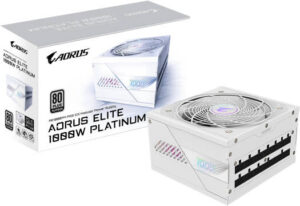 GIGABYTE AORUS ELITE P1000W 80+ Platinum Modular PCIe 5.0 Power Supply, 1000W Power, 80 PLUS Platinum Efficiency, 120mm Fluid Dynamic Bearing Fan, White | GP-AE1000PM-PG5-ICE