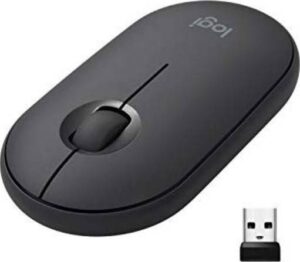 Logitech Pebble M350 Bluetooth Wireless Mouse, 2.4 GHz With USB Mini-Receiver, 1000 DPI Resolution, With Quiet Click, For Laptop / Notebook / PC / Mac, Graphite | 910-005718