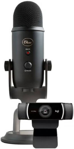 Logitech Blue Yeti USB Microphone + Logitech C922 Pro HD Webcam - Black