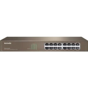Tenda 16-Port Gigabit Ethernet Switch, V6.0, Surveillance & SMEs, 32Gbps, 100-240V, <12W Power, Sturdy Metal | TEG1016D