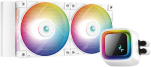 DeepCool LS520 RGB 240mm AIO Liquid CPU Cooler, 3100 RPM Pump Speed, 19 dBA Noise, 4 Pin PWM Fan Connector, ARGB LED, 85.85 CFM Fan Airflow, 12 VDC Voltage, White | R-LS520-WHAMNT-G-1