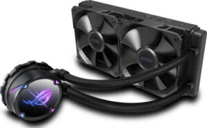 Asus Rog Strix LC II 240 Liquid CPU Cooler, Aura Sync Support, 2x120mm Fan Size, 2500 RPM Speed, Sleeved Rubber Tube, Black | 90RC00E0-M0UAY0