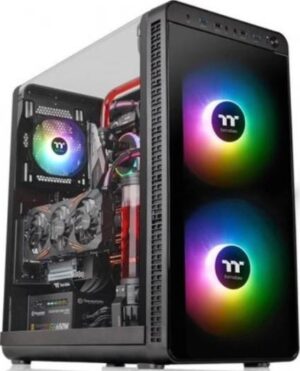 Thermaltake View 37 Motherboard Sync ARGB E-ATX Mid Tower Gaming Computer Case, 3 ARGB 5V Motherboard Sync RGB Fans, Pre-Installed, Black | CA-1J7-00M1WN-04