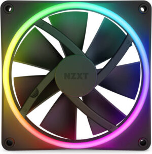 NZXT F140 RGB DUO 140mm Dual-sided RGB Fan, Fluid Dynamic Bearing, RGB Lighting, Up to 1800 RPM Speed, 84.75 CFM Airflow, Quiet and Cool, Twin Pack, Black | RF-D14SF-B1