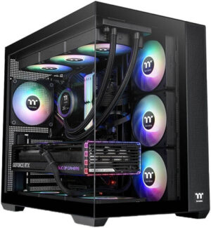 Thermaltake View 380 TG ARGB Mid Tower Computer Case, 4x 120mm ARGB Lite Pre-Installed Lite Fans, Up to 360mm Radiator & 10x Fan Support, USB-C x1, USB 3.0 x2, HD Audio x1, Black | CA-1Z2-00M1WN-00