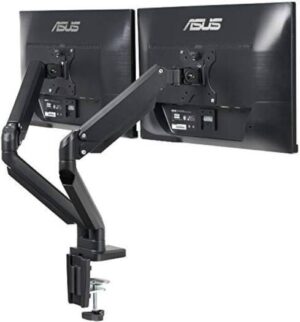 Skill Tech Dual Monitor Mount Stand, Height Adjustable Monitor Arm Stand Fully Articulating Counterbalance Gas Spring Desk Mount for Two 13-32 inch Screens, BLACK | SH-130 C024