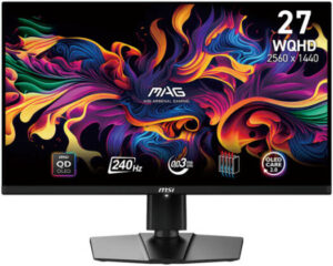 MSI MAG 271QPX E2 Gaming Monitor, 27" WQHD QD-OLED Display, 240Hz Refresh Rate, 0.03ms (GtG) Response Time, Adaptive Sync Technology, 1.07b Color Support, Black | 9S6-3CD89T-021